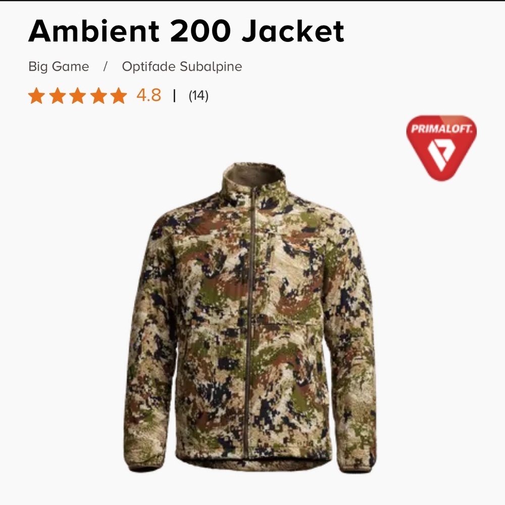 Sitka ambient jacket subalpine camo pattern